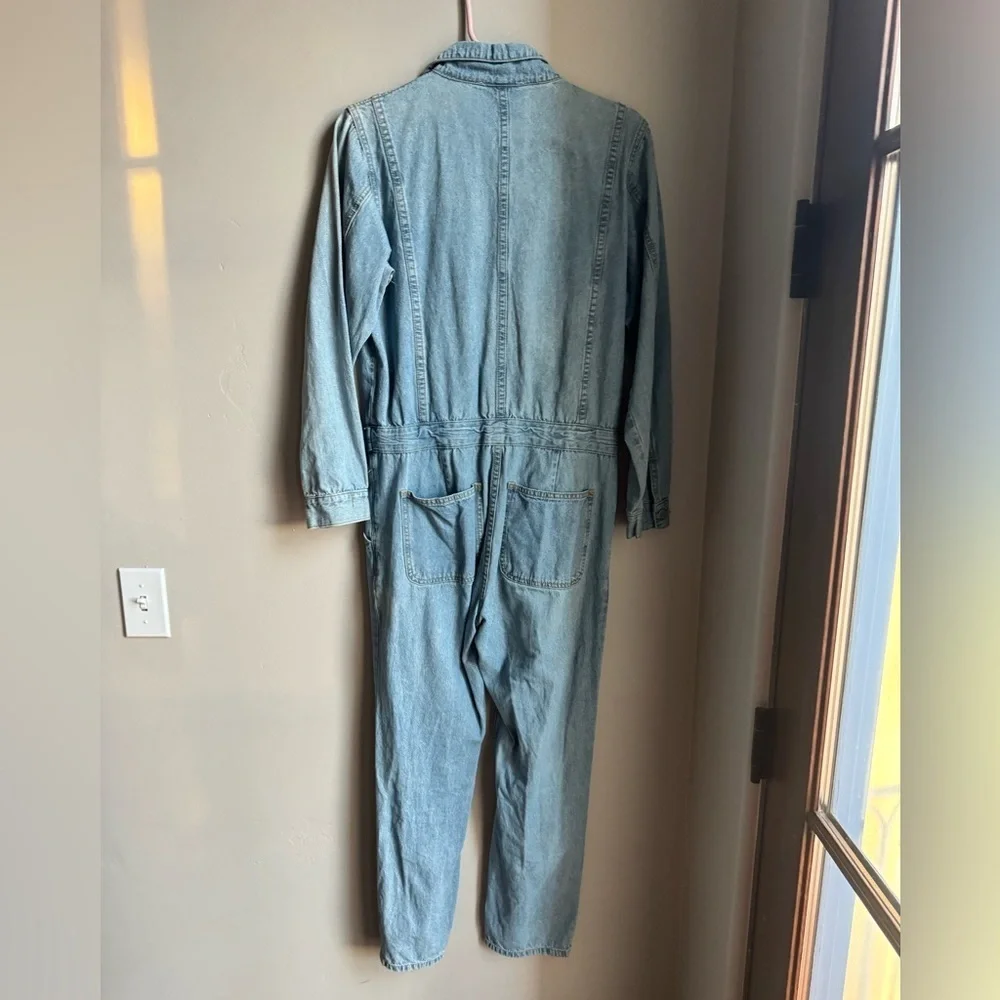 Vintage Denim Jumpsuit S Minimal Utility Scandi Workwear Boho Casual Chic - Picture 4 of 5